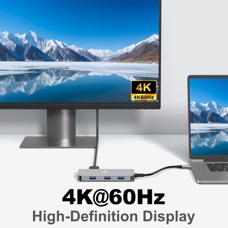 USB C Docking Station Dual Monitor, Laptop Docking Station 3 Monitor, USB C Hub Dual 4K@60Hz HDMI Display with DisplayPort Port, 5Gbps USB-A/C Data Port, 100W PD, for HP/Dell/Lenovo/Laptop