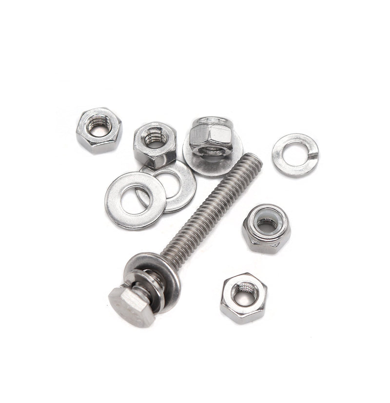 50pcs(10 Sets) 1/4-20 Fastener Kit: 3" Hex Bolts, Spring Lock Washers, Flat Washers, Hex Nuts & Nylon Inserted Locking Nuts (Pack of 2) 1/4-20 (Pack of 2)