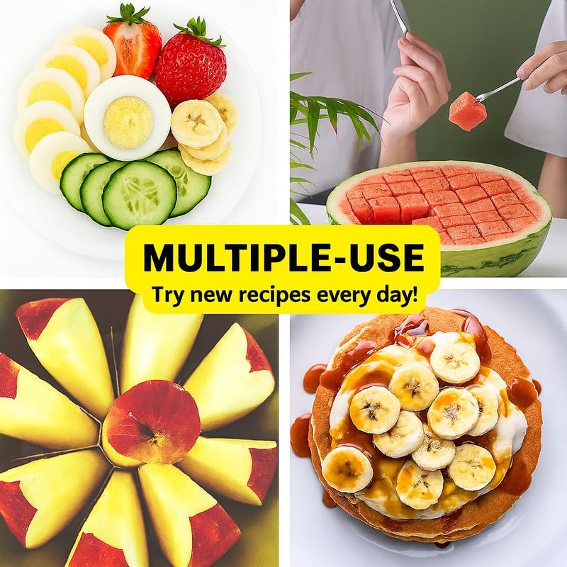 Fruit Cutter Set of 5 - Fruit & Vegetables Cutting Tools - Banana - Kiwi - Strawberry - Water Melon Slicer Cutter - Pineapple Corer - Apple Slicer - Kitchen Accessories