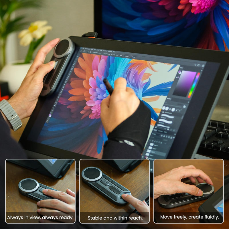 DIGIDRAW K30 Wireless Remote Controller with Dual Dial & 11 Custom Keys | Bluetooth 5.0,USB-C, 82g Lightweight, 40-Hour Battery Life, for PS/Sai/CDR