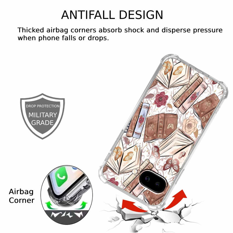 Case for Google Pixel 10a with Aesthetic Design,Vintage Butterfly Brown Book Pattern,Clear Slim Soft TPU Bumper Phone Cover,6.3”(Butterfly,P10a)