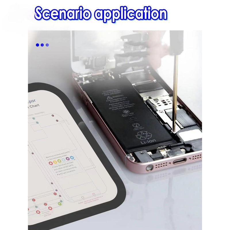 15 in 1 Magnetic Screw Position Memory Pad Set for iPhone 6 6P 6S 7 7P 8 8P X XS Max XR 11 11pro 11pro max Repair 1pcs Magnetic Screw Mat and 15pcs Phone Part Chart Assembly Assistant Tool Mat Maps
