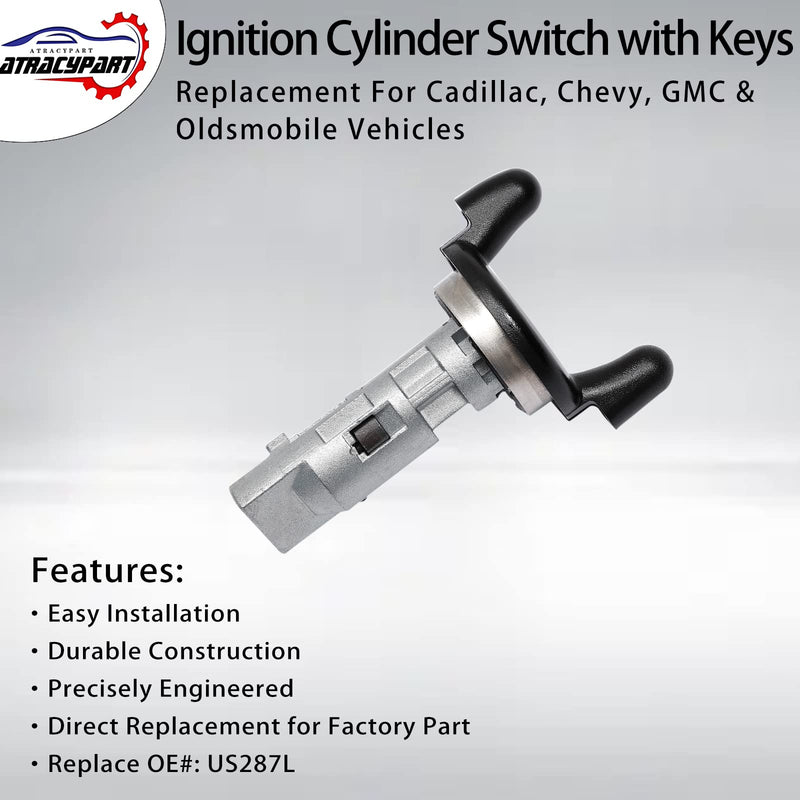  [AUSTRALIA] - Ignition Lock Cylinder Switch with Keys | Replacement for 1998-2003 Cadillac, Chevy, GMC & More Vehicles | Replace#: US287L