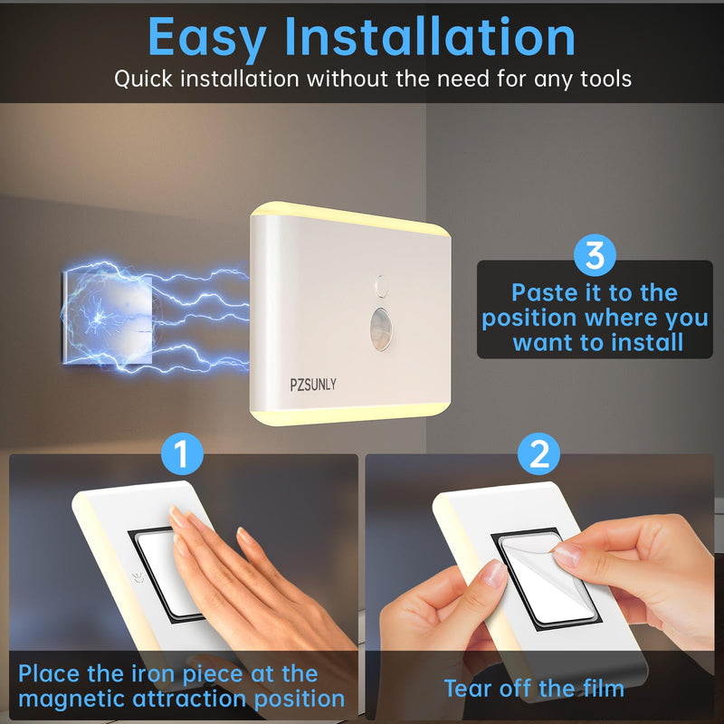 6 Pack Motion Sensor Night Light,Rechargeable Stair Lights, Motion Sensor Light Indoor, Battery Operated Night Light for Hallway, Stairway, Bathroom, Bedroom, Kitchen