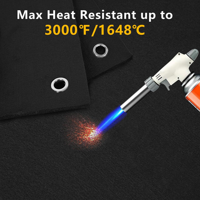 1/4"(6mm) Welding Blanket Fireproof 2 Pack, Graphite Carbon Felt Flame Resistant up to 3000℉, Soldering Flame Retardant Protective Mat, Brazing Heat Shield for Torch, Plumbing, 12" x 12"