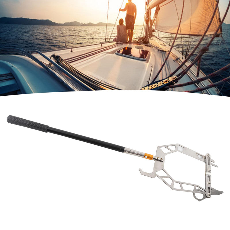 Boat Mooring Rope Threader Tool with Telescopic Rod, U-Type Stainless Steel Dock Line Guide Hook for Light Docking Rope Threading at Marinas and Docks