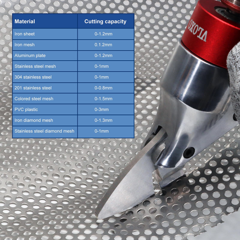 VlOXO Metal Shears Drill Attachment,Sheet Metal Cutter with 360 Degree Pivoting Handle Professional Sheet Metal Tools for Cut Steel, Sheet Metal Cutter Drill Attachment Can Curved and Straight Cutting Red