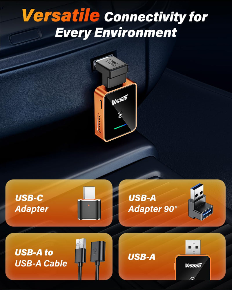 2 in 1 Wireless CarPlay and Android Auto Adapter, One-tap Switch for iPhone & Android, 3s Fast Auto-Connect, Converts Wired to Wireless, Plug & Play for iOS 12+, Cars 2016+ Blue