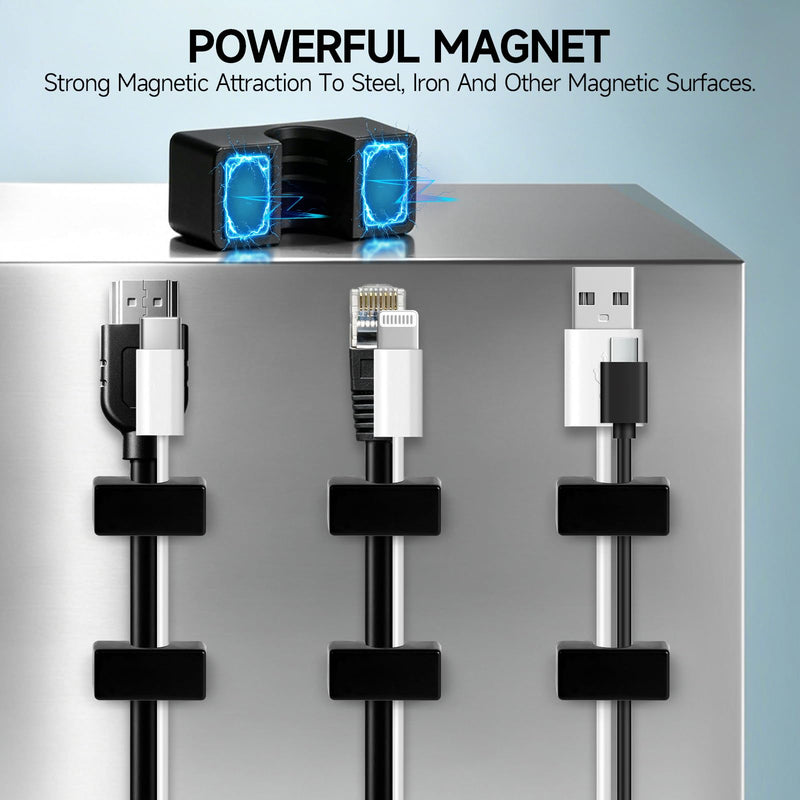 8 Pack Magnetic Cord Holder, Large Cable Clips, Strong Magnet Cable Holder | Magnet Wire Management for Office, Under Desk, Nightstand, Car, Kitchen, Reusable Desk Cable Organizers