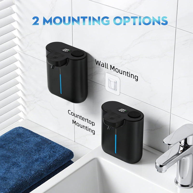  [AUSTRALIA] - Automatic Soap Dispenser Touchless, 9 Levels Soap Dispenser Wall Mount, 16.9oz/500ml Automatic Hand Soap Dispenser for Bathroom, Plastic Electric Dish Soap Dispensers for Kitchen, Black