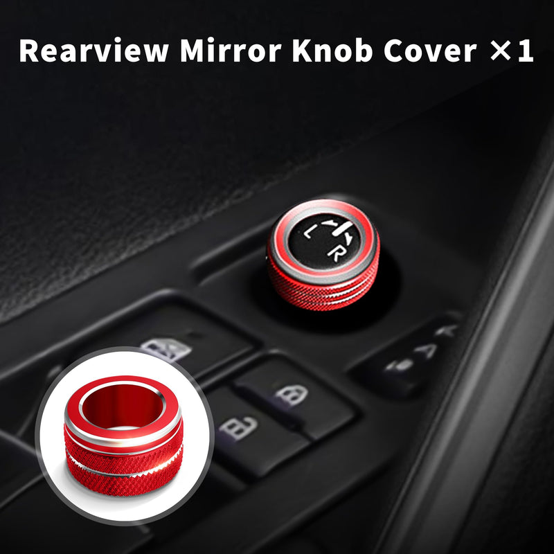 for 2020-2025 2026 Toyota Corolla & 2022-2025 2026 Corolla Cross Accessories, 4pcs Aluminum Alloy Knob Cover Trim Set - Rearview Mirror Switch, AC & Push Start (Red) Red