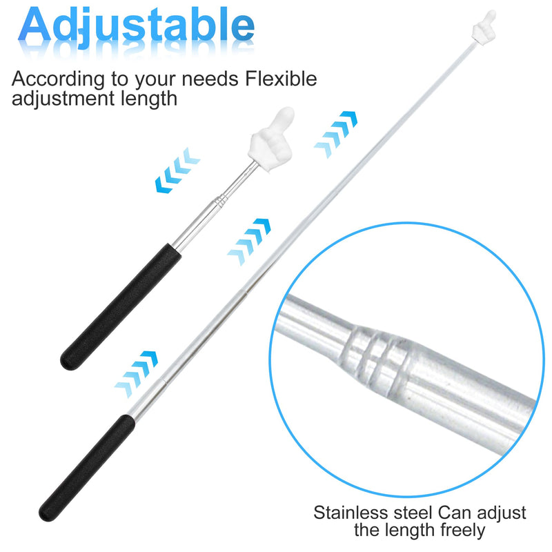 2Pcs Telescopic Teachers Pointer, Mini Pointer Finger Stick for Classroom, Retractable Hand Pointer for School Presentations (Black) Black