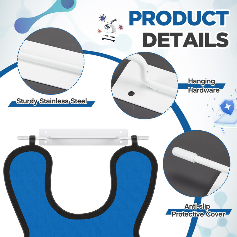 Zonon 2 Pcs X-Ray Apron Hanger 15 x 2 Inch White Coated Apron Rack for X-Ray Radiation, Stainless Steel, Wall Mount