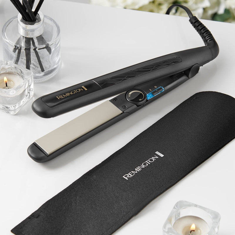 Remington Ceramic Hair Straightener - Slim longer length 110mm floating plates with Anti-static/Tourmaline Ionic coating for smooth glide, Fast 15 second heat up, Heat proof pouch, Up to 230°C, S3500 | Smooth Glide for Effortless Styling, Anti-Static T...