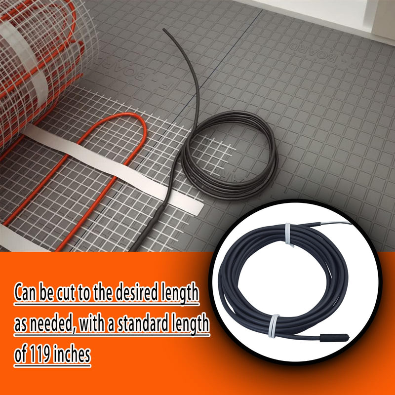 Floor Heating Sensor NTC 10k Ohms Floor Temperature Sensor Length 119in Can be Cut to Size 2-Pack