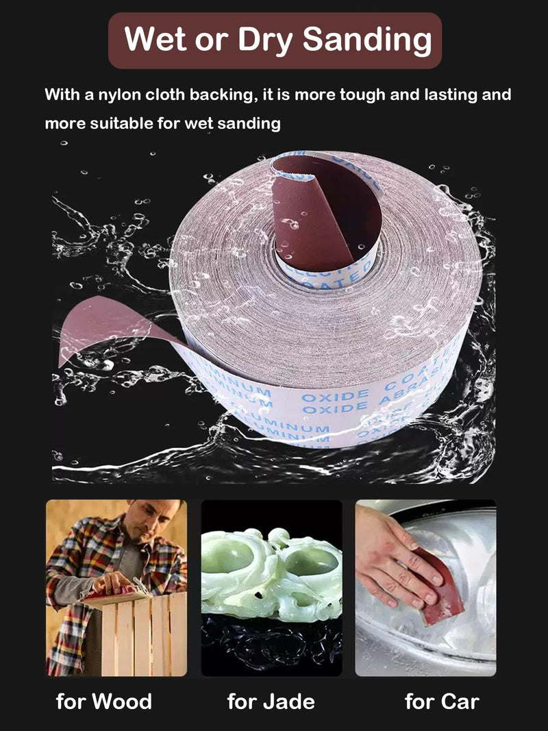 Emery Cloth Roll, 6 Grits 1'' x 26' Sand Paper Roll with Dispenser, 80 150 240 320 400 600 Grit Sandpaper Assortment, Wet Sanding Paper for Metal Automotive Furniture Wood 6rolls 8m