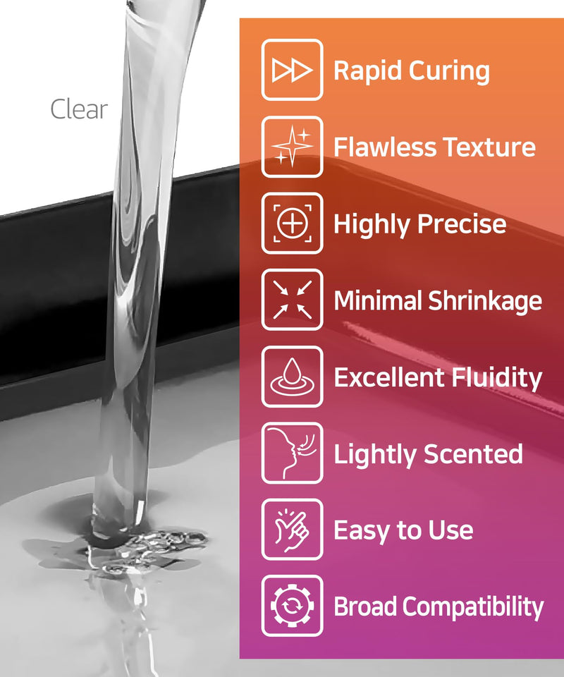 SuperElastic 3D Printer Resin, Softness 60A Simulating Soft Silicone, Made in Korea by 3DMaterials (500g, Clear) 500g