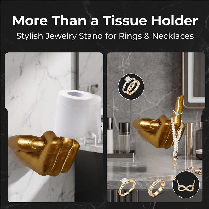Middle Finger Toilet Paper Holder, Fun Wall Mount Toilet Paper Holder Key Holder, Jewelry Storage Fun Statues Sculptures, Bathroom Toilet Tissue Roll Paper Storage Holder
