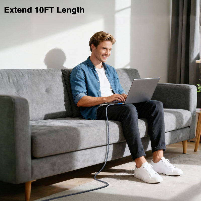 Braided Long Thunderbolt 5 Cable 10FT 2Pack Compatible, 8K@60Hz, 4K@144Hz, 40Gbps, 240W PD for Thunderbolt 4/5, Mac mini, Razer Blade, MacBook Pro M4 M5, iPhone 17, USB4