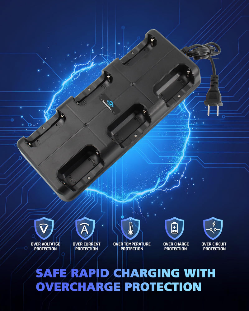 6-Way Multi-Unit Charger for Retevis RT22 RT22S WLN KD-C1 Zastone X6 NKTECH NK-U1 Zeadio ZS-B1 Luiton LT-316 Radtel RT-10 Walkie Talkie and Battery