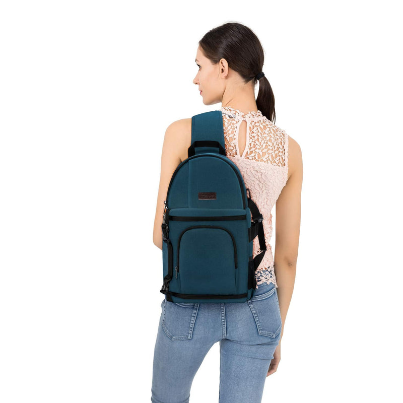 MOSISO Camera Sling Bag, DSLR/SLR/Mirrorless Camera Case Camera Backpack | Shockproof Photography Bag with Tripod Holder&Removable Modular Inserts Compatible with Canon/Nikon/Sony/Fuji, Deep Teal