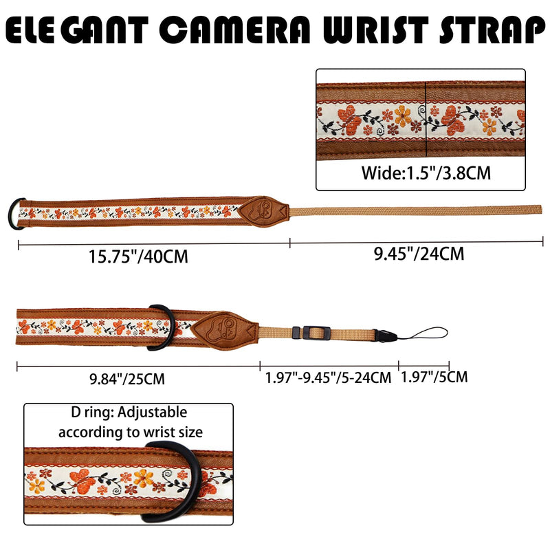 Camera Wrist Strap, Leather Camera Hand Strap for DSLR, Adjustable Quick Release Camera Straps for All Cameras Brown Leather Camera Wrist Strap