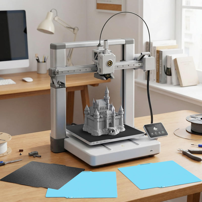 2-Pack 3D Printer Build Plate Compatible with Bambu Lab P2S, P1S, A1, X2D, X1, X1C P1P: Blue Low-Temperature Printing Platform, Black PEI Dual-Sided Sheet with Smooth and Textured Surfaces 257x257mm