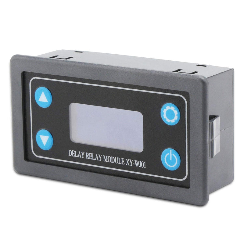 DROK Delay Relay Module, DC 6-30V Timer Relay 12V 24V 0.01s-9999min 50mA Digital Timer Cycle Delay Switch Module AC 220V Power On-Off Controller with LCD Display Switch Button Case 10A