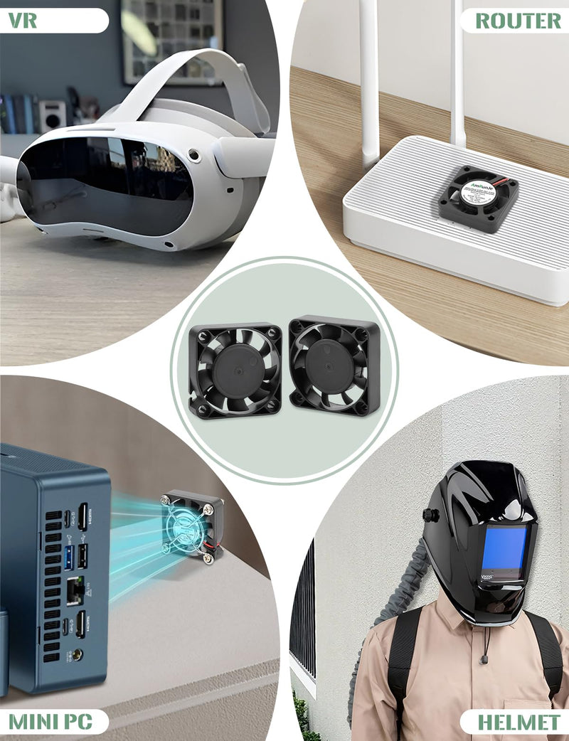 2 Packs USB Fan 40mm x 10mm DC 5V Mini Cooling Brushless Box Fan for Computer Terrarium PlayStation PC Case Xbox Welding Helmet Aquarium Router 40mm x2
