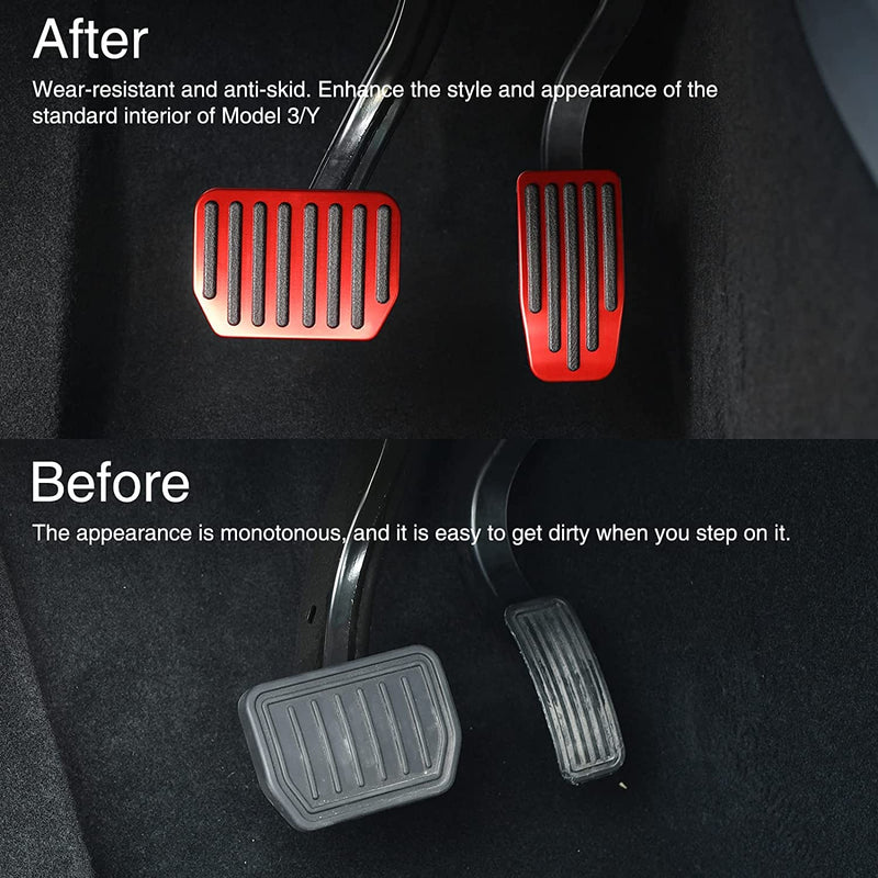Foot Pedal Pads Set for Tesla Model 3 Model Y, Non-Slip Performance Aluminum Car Accessories Brake & Accelerator Pedal Covers for Model 3/Y (Red) Red