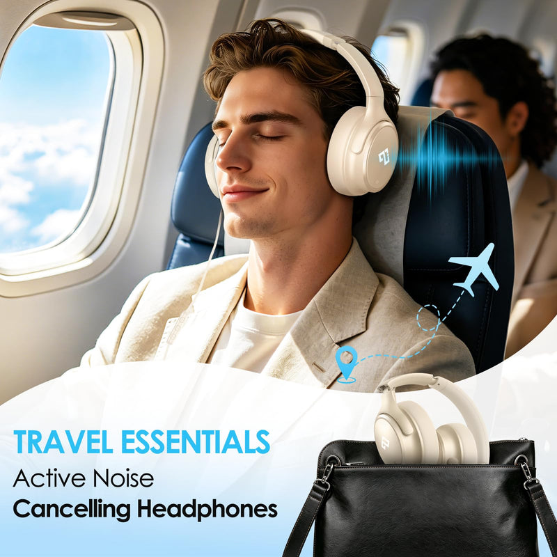 INFURTURE USB C Headphones Wired Active Noise Cancelling Over Ear-White | Portable/Comfortable/Built-in Microphone/Lightweight/for iPhone/iPad/Sports/School/Travel/Plug and Play/Ideal Gifts White