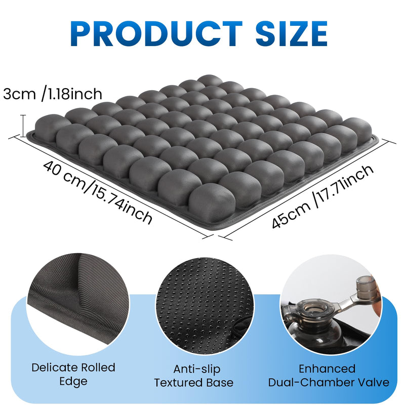 JOYMAY Travel Seat Cushion Inflatable Seat Cushion 56 Ergonomic Air Cell 3D Air Seat Cushions Adjustable Inflatable Portable Airplane seat Cushion for Wheelchair, Car, Office, Home Living (Grey) Grey