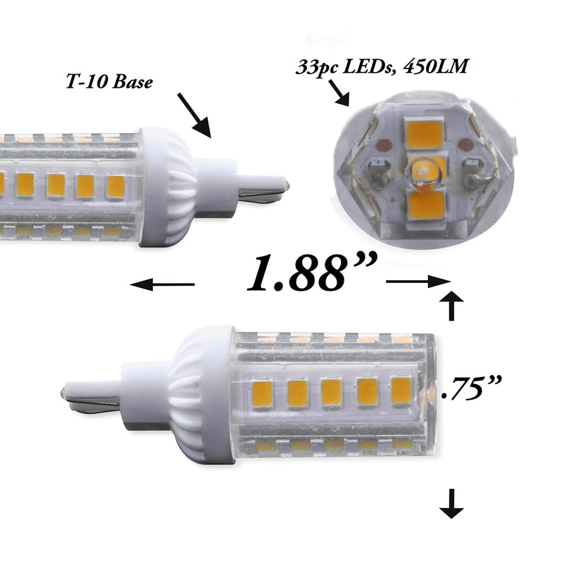 Leisure LED 2 Pack RV LED Light Bulbs 450LM Natural White 4000K T10 921 922 912 33SMD LED Replacement Light Bulbs for RV Indoor Lights 10-30V (Natural White 4000K, 2-Pack) 2 Count (Pack of 1)