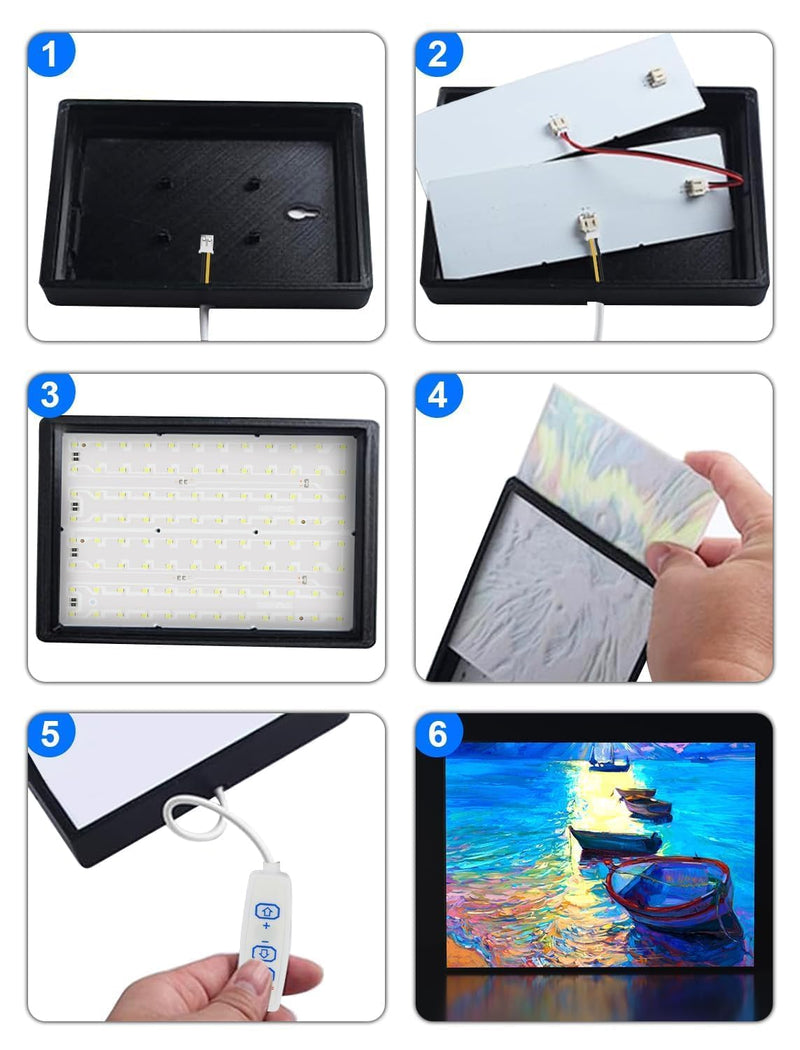 CMYK LED Lithophane PCB KC009 KC010 Compatible with Bambu Lab P1 X1 A1 Printers | 6 Packs With Connection Cable 3D Printer Accessories LED Lighting Panel Replacement for Makerworld DIY 3D Printing Projects