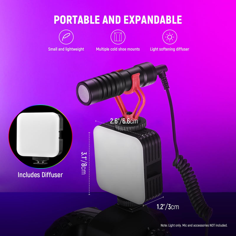 NEEWER Magnetic RGB Video Light, 2 Pack 360° Full Color RGB61 LED Camera Light with 3 Cold Shoe Mounts/CRI 97+/20 Scene Modes/2500K-8500K/2000mAh Rechargeable Portable Photography Selfie Lighting