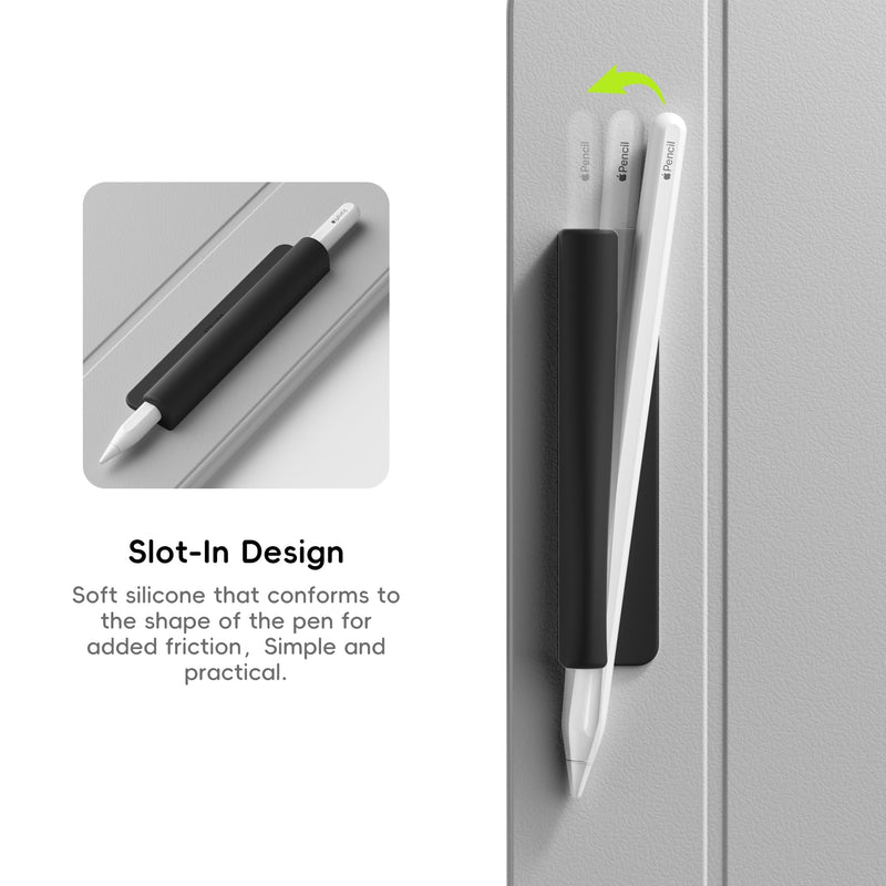 ELETIUO Silicone Pencil Holder Sleeve,Compatible with Apple Pencil (USB-C),Apple Pencil 1st/ 2nd Generation,Strong Adhesive Sticky Attached to iPad Case for Stylus Pens and Most Pens,Black Black