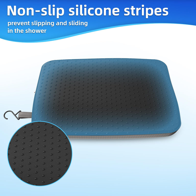 Shower Seat Cushion with Non-Slip Silicone Bottom, Shower Chair Cushion for Transfer Benches,Washable 3D Mesh Pad with Hook,Quick Drying Bathtub Chair Pad for Elderly, Pregnancy Grey