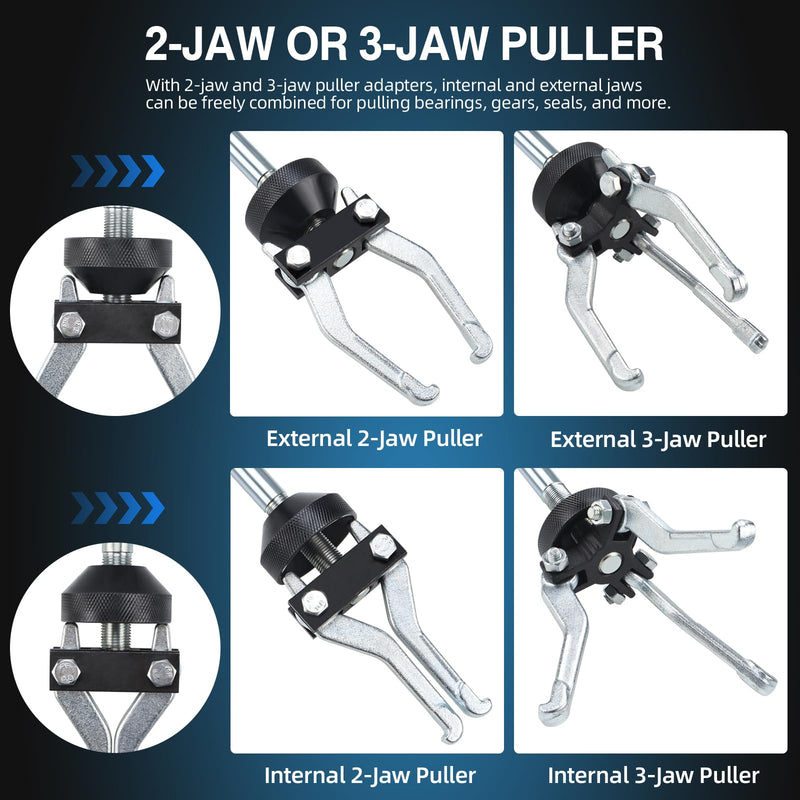 8MILELAKE 9 Way Slide Hammer Puller Axle Front Rear Wheel Bearing Dent Hub Gear Puller Remover Set