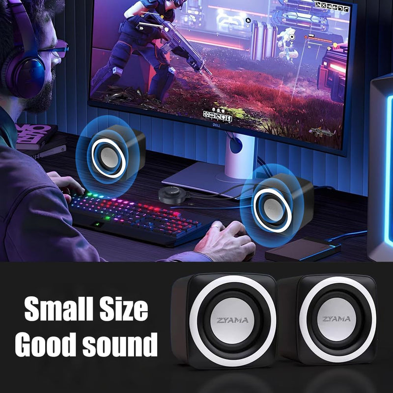 Basics Stereo 2.0 Speakers for PC or Laptop with Volume Control,USB-Powered, 1 Pair, Black