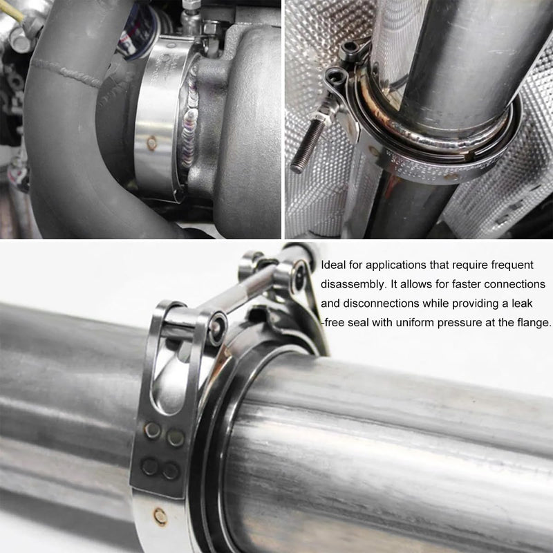 4 Inch V Band Clamp,Male Female 304 Stainless Steel Quick Release Flange Exhaust Clamp, V-Band for Pickup Truck Turbo Downpipe Exchange Exhaust Systems, Car Accessories 4 Inches