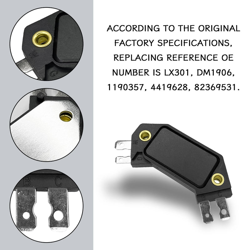 4 Pin GM HEI Ignition Module, Ignition Control Module Replace OE #LX301, DM1906, 1875990,1190357, 4419628 Pcm Engine Control Module Compatible with 1974-1988 for Chevy Pontiac Olds Buick Plastic