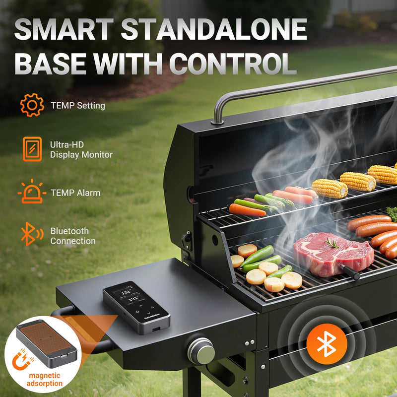 Housolution Wireless Bluetooth Meat Thermometer, Smart App & Standalone Base, Dual Probes & 6 Sensors, 0.5S Instant Read, Large LCD Display, Remote Connection for Cooking, Grilling, Smoking, BBQ Black