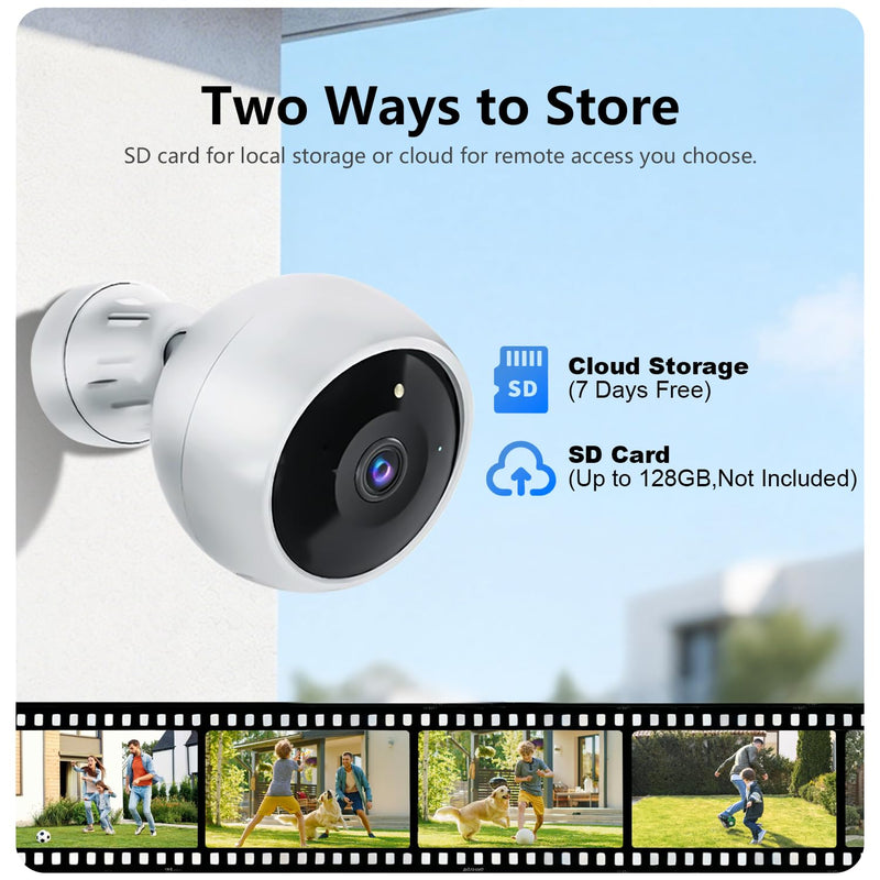 Security Cameras Wireless Outdoor, 2K Camera for Home Security | Battery Camera, Indoor Camera, Color Night Vision, 2.4G WiFi, 2-Way Talk, Siren Alarm, AI Motion Detection, 2 Pack White-2 Pack