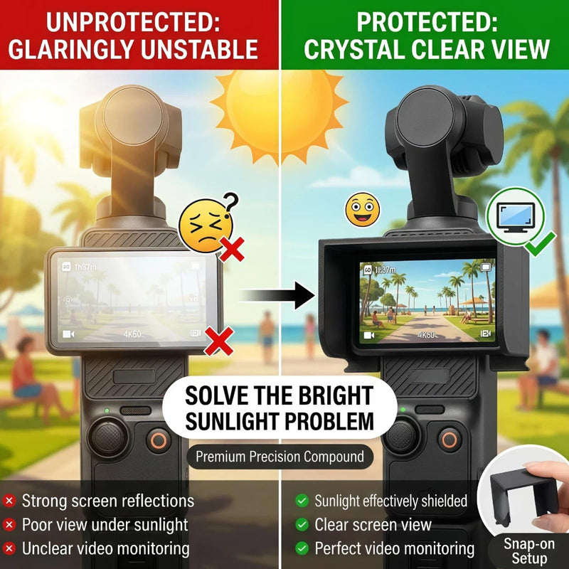 Sun Hood for DJI Osmo Pocket 3, Anti-Glare Screen Sunshade Protective Cover, Gimbal Camera Screen Guard for Outdoor Vlogging, Lightweight & Rotatable Compatible Accessory (Black)