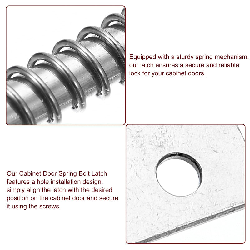 uxcell Spring Loaded Latch Pin, 10Pcs 3.46" - 304 Stainless Steel Spring Latch, Left-Handed with Hole Locked Spring Loaded for Distribution Box Electrical Cabinet (Silver) 3.46"