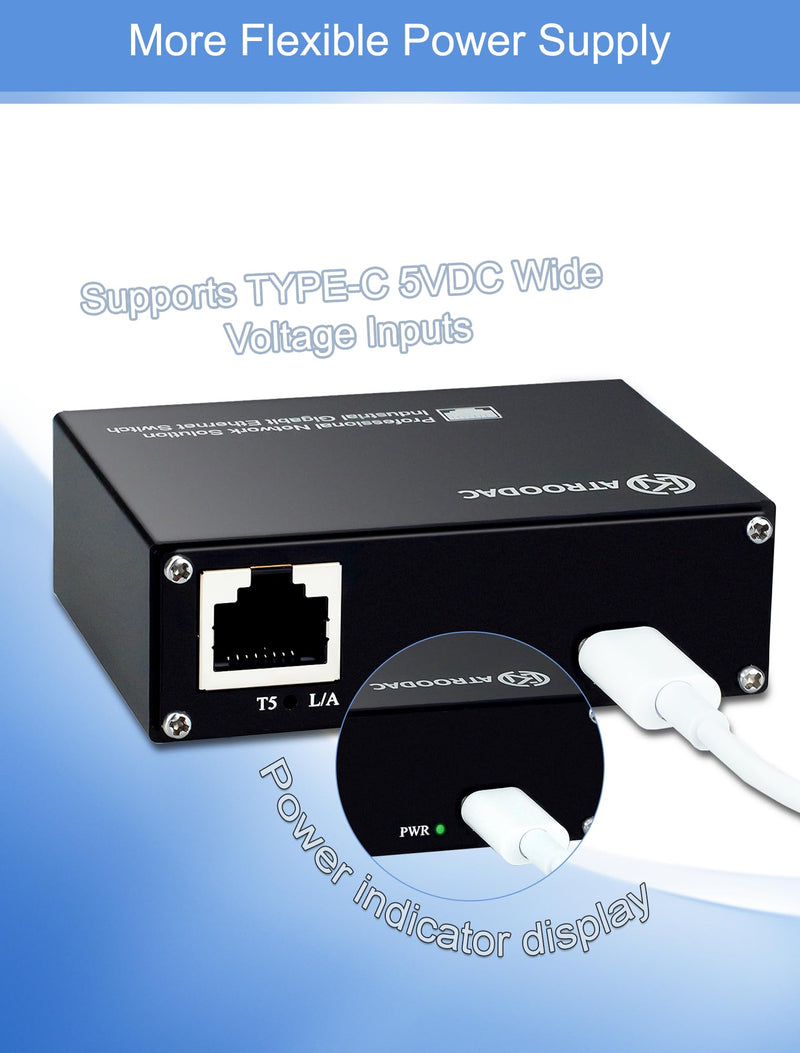 Mini Ethernet Switch 5 Ports Gigabit Switch 10/100/1000 Mbps Unmanaged Network Switch Plug & Play Office Ethernet Splitter Fanless Quiet Metal Design Network Hub Desktop Design 5-Ports(non poe),Household