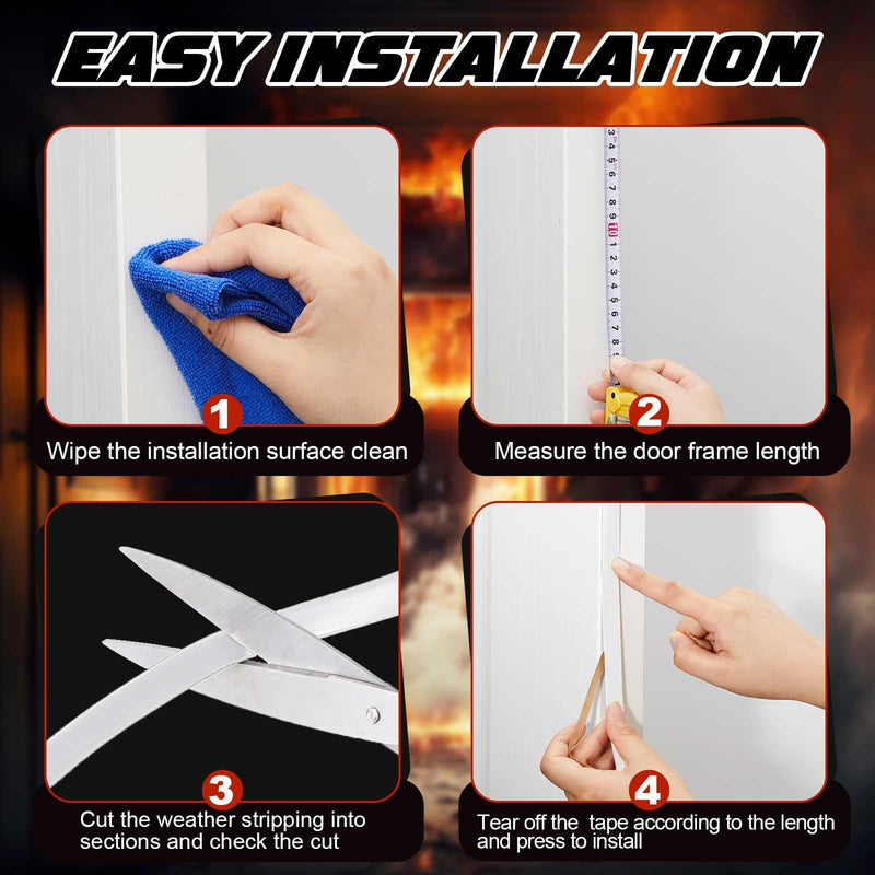 4 Pcs Adhesive Fire/Smoke Gasketing Flexible Silicone Rubber Gasket Smoke Seal for Door Window Indoor Outdoor Commercial Weather Stripping (0.5" W X 0.25" H X 20' L,White) 0.5" W X 0.25" H X 20' L White 4