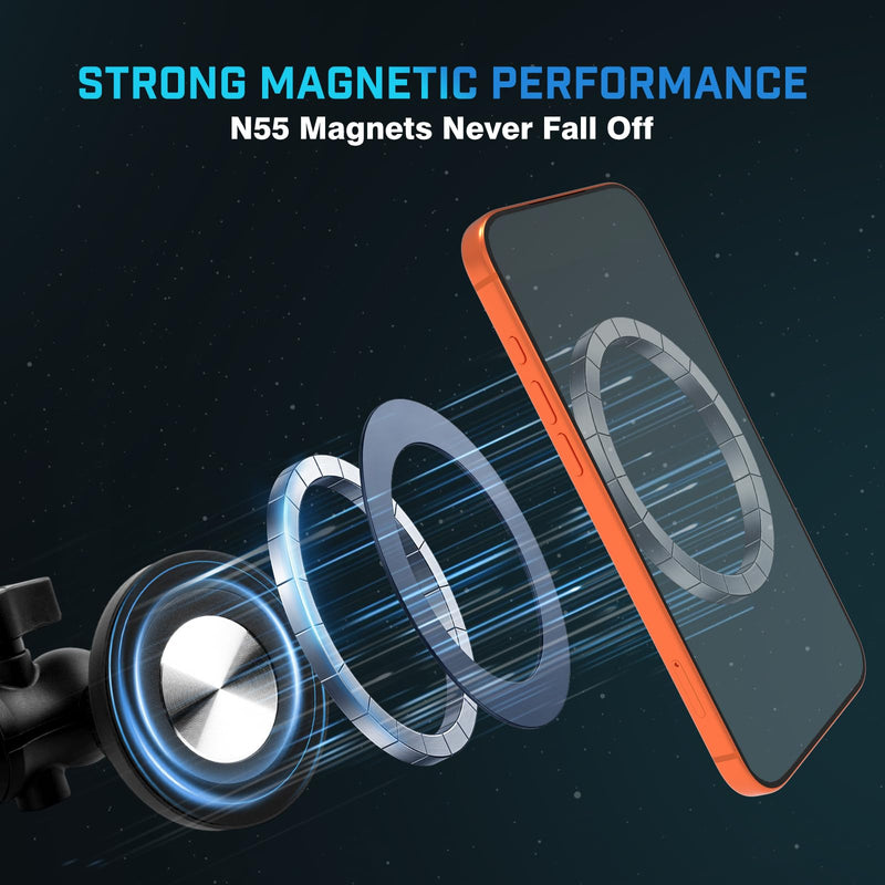 Karltys Magnetic Car Cell Phone Holder for Ford Bronco 2021-2026 Accessories, Bronco 2/4 Door Phone Mount for 4-7 Inch Phones, A-Pillar Mobile Stand with 2 Options iPhone Mag Safe & Clip-in Bronco 2022-2026