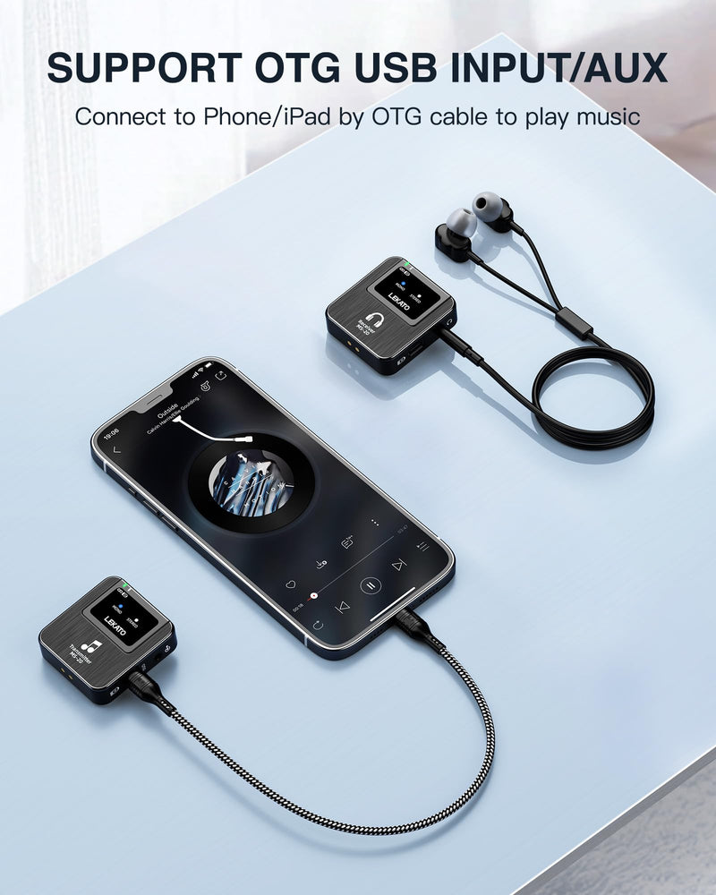 LEKATO Wireless in-Ear Monitor MS-20 Charging, with 1Transmitter, 2.4G IEM System Auto-Pairing, OTG Support, One to More, in-Ear Monitoring for Studio,Live,Singer,Band (1 Transmitter)