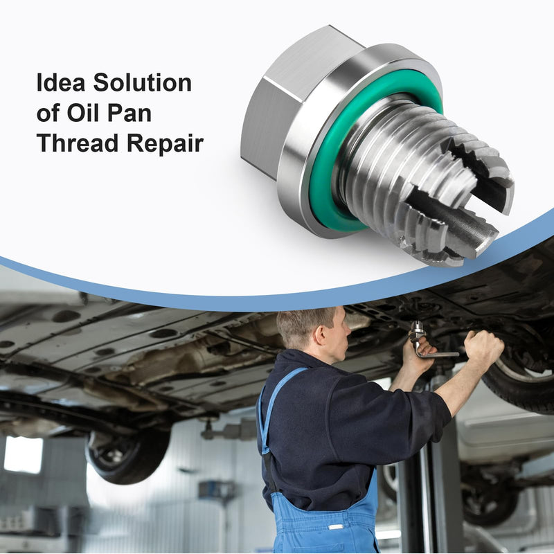 M14.1-1.5 x 15mm Oversize Piggyback Oil Drain Plug, Stainless Steel Self Tapping Oil Pan Thread Repair Kit M14.1-1.5 x 15mm